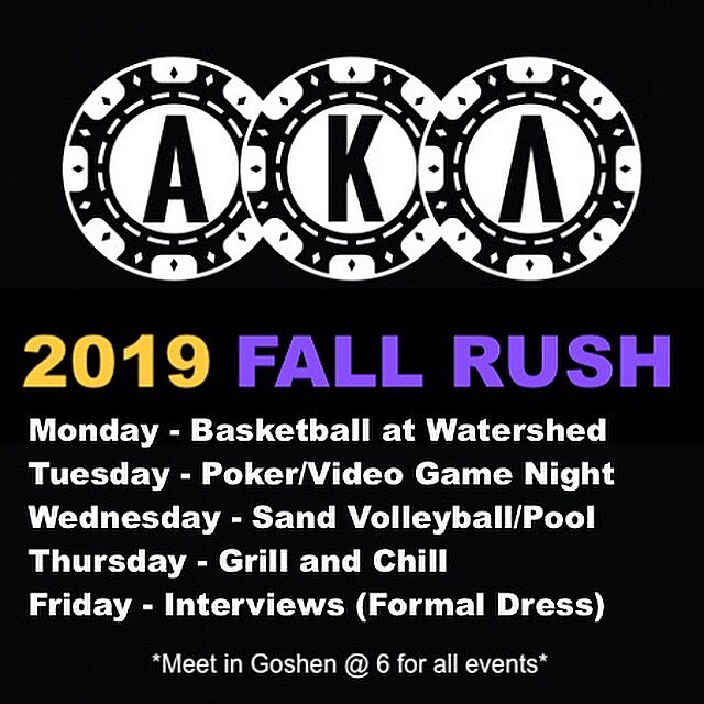 AKLSIUE's tweet photo. Rush week is next week! Come out and meet the brothers of AKL and learn more about Greek life! For questions contact Bryce Dellamano at (618) 954-4603 https://t.co/7IkbmTjWST