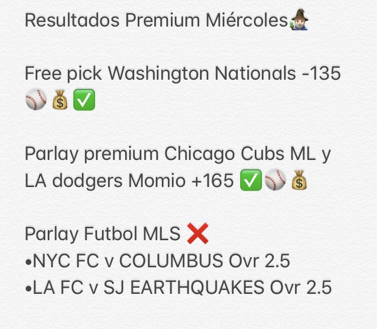 WizardPicks1's tweet photo. Buen día el del miércoles pasado! Cobrando un parlay +165! 🤑💰vamos por la revancha en ⚽️
“Siempre sumar 💸”
#wizardpicks #picks #bet #parlay #soccer #mlb #money https://t.co/ePZCOuf3QY