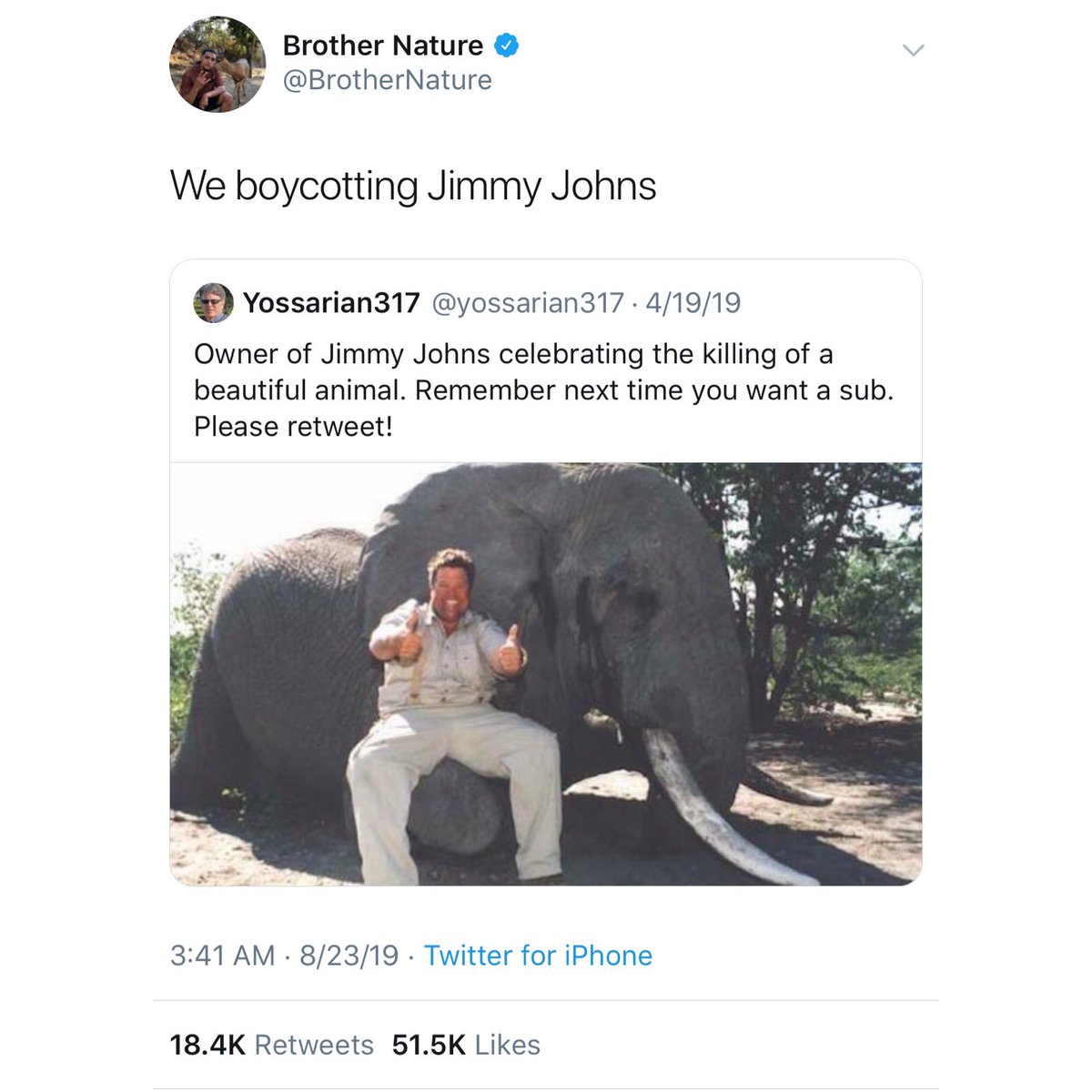 Yashar Ali 🐘 یاشار on Twitter: "Few times a year this pic of the founder  of Jimmy Johns goes viral. It almost always starts trending and everyone is  shocked! Tons of retweets!