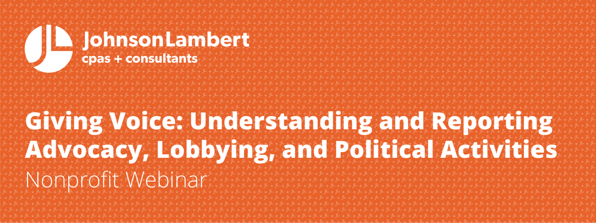 Johnson_Lambert's tweet photo. Planning on lobbying in the upcoming election year? The #JLTeam is ready to guide you on the #taxreporting process. Join us September 12 at 2:00 pm ET for our nonprofit webinar: https://t.co/mwp44kYNat #JLWebinars #JLInsight https://t.co/x2iTIgkwJe