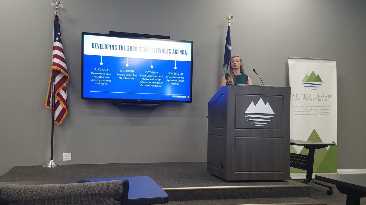 Sarah Cohen of the SC State Chamber of Commerce addresses the Oconee Pickens Anderson Chamber Coalition.