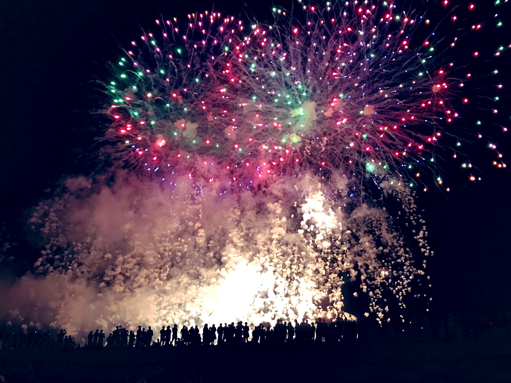 夏海 地元の花火大会 綺麗だったなぁ 空から落ちてくるようなこのでっかいスダレみたいなやつ 花火の手前に人影が浮かび上がるのを下から見るのも好きだなぁ 幻想的な絵っぽいというか T Co Tki7vrrctp Twitter