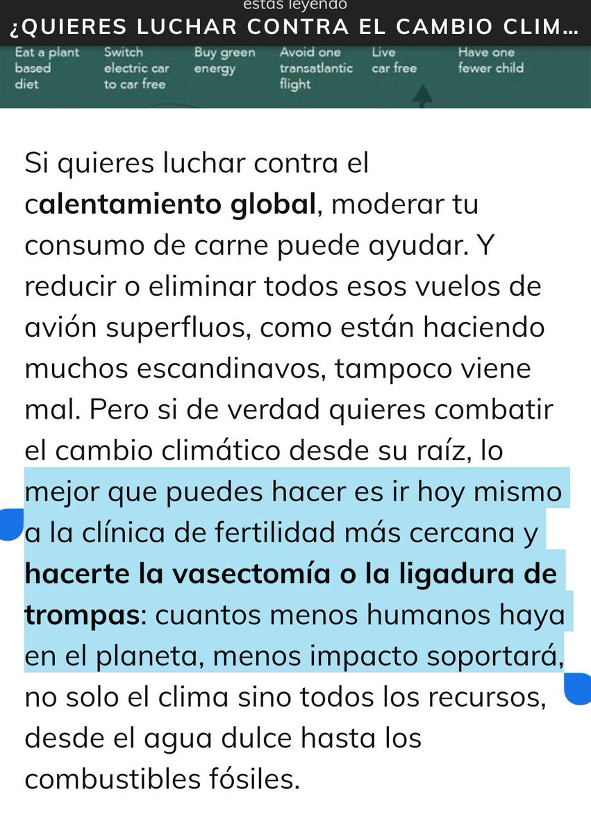El sensacionalismo ecologista ha empezado pidiendo no comer carne, ni viajar, y ahora directamente pide no tener hijos contra el cambio climático. La progresía haciéndole el juego al capitalismo verde con su malthusianismo elitista. Ya no tienen ni credibilidad.