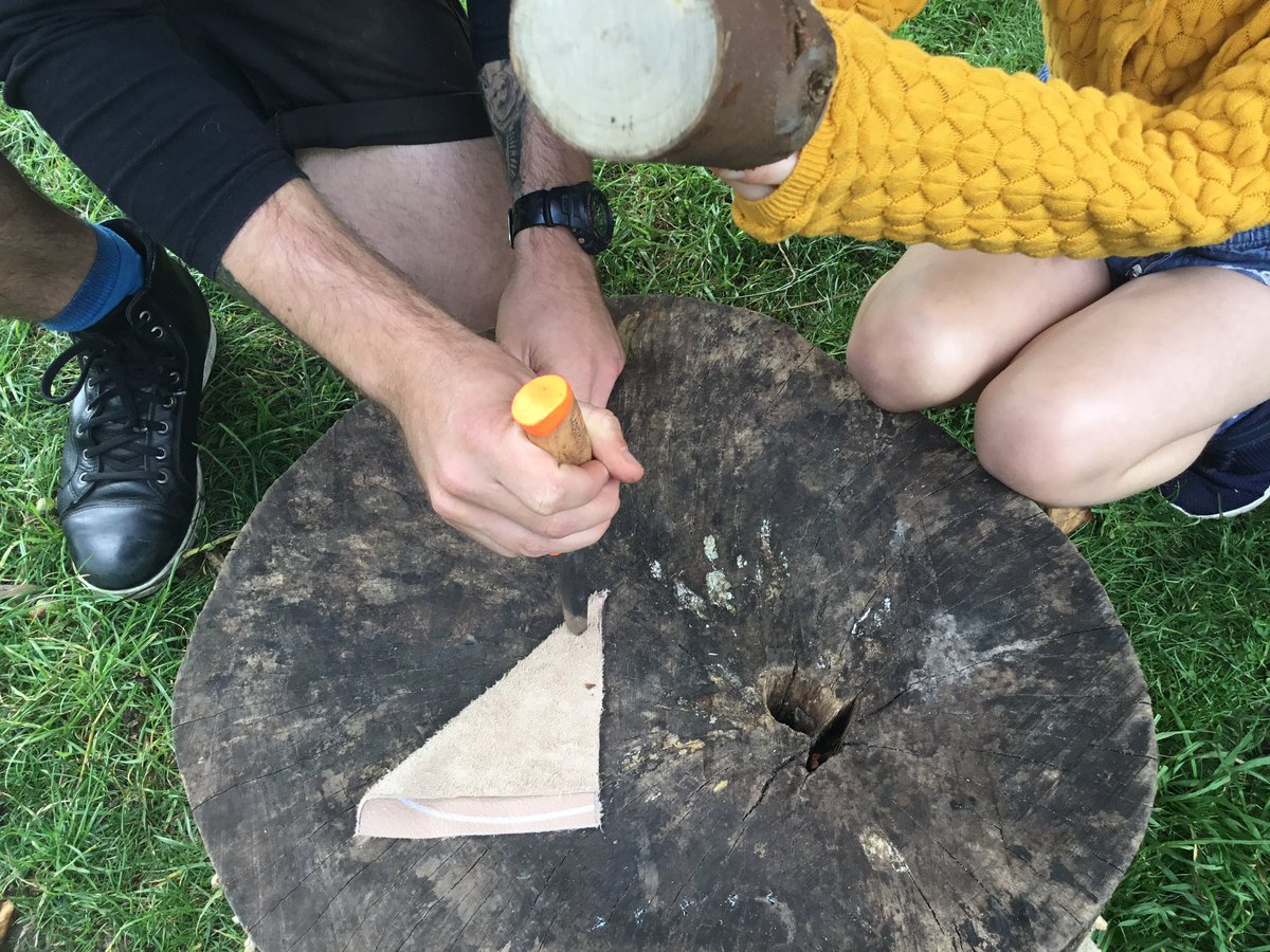 snap_forest's tweet photo. We’ve also been doing some leather work @snapweston holiday club, making small pouches tied with palm leaves. Two children worked together to make a wool belt so their pouch can be used on the move #forestschool #snapforest https://t.co/coxkg6GEq0
