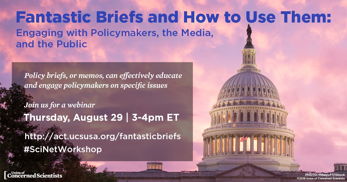 SciPolNetwork's tweet photo. Our webinar series kicks off 8/29 @3PM EDT with @SciNetUCS &amp; @SciPolJournal! This collaborative webinar will: 1-demystify what policy briefs are, 2-elaborate on how to use them to engage with #policymakers, 3-explain how they can be repurposed for public engagement! #scipol https://t.co/JAdoSYlpIS