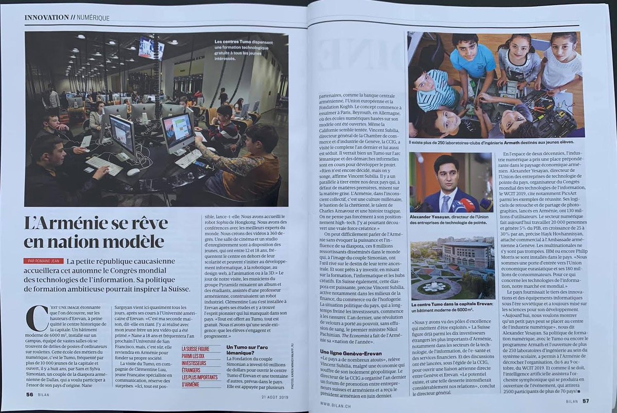 “L#’Arménie se rêve en nation modèle” — Découvrez l’article du <a href="/bilanmagazine/">BILAN</a>.