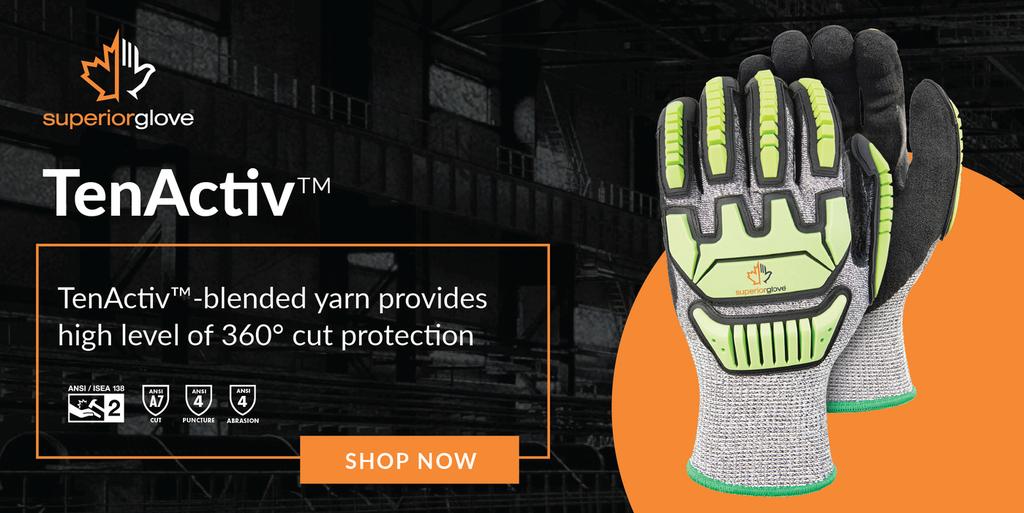 Arbillsafety's tweet image. The hi-viz color makes TenActiv™ easier to spot and provides back-of-hand protection against moderate impact hazards without impeding flexibility or dexterity. Learn more: lttr.ai/G2yX #superiorglove #safety