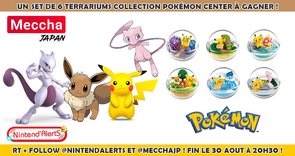 AlertEtGo's tweet photo. Concours: Un set de 6 terrariums collection Pokémon Center à gagner. Pour participer: RT ce Tweet et Follow @nintendalerts + @mecchaJP.
Fin le 30/08 à 20h30.
Rappel: 5% de remise sur vos commandes chez Meccha Japan avec le code "ninalert".
En savoir plus▶️ https://t.co/J2gRepoE0a https://t.co/0vjLzszdYv