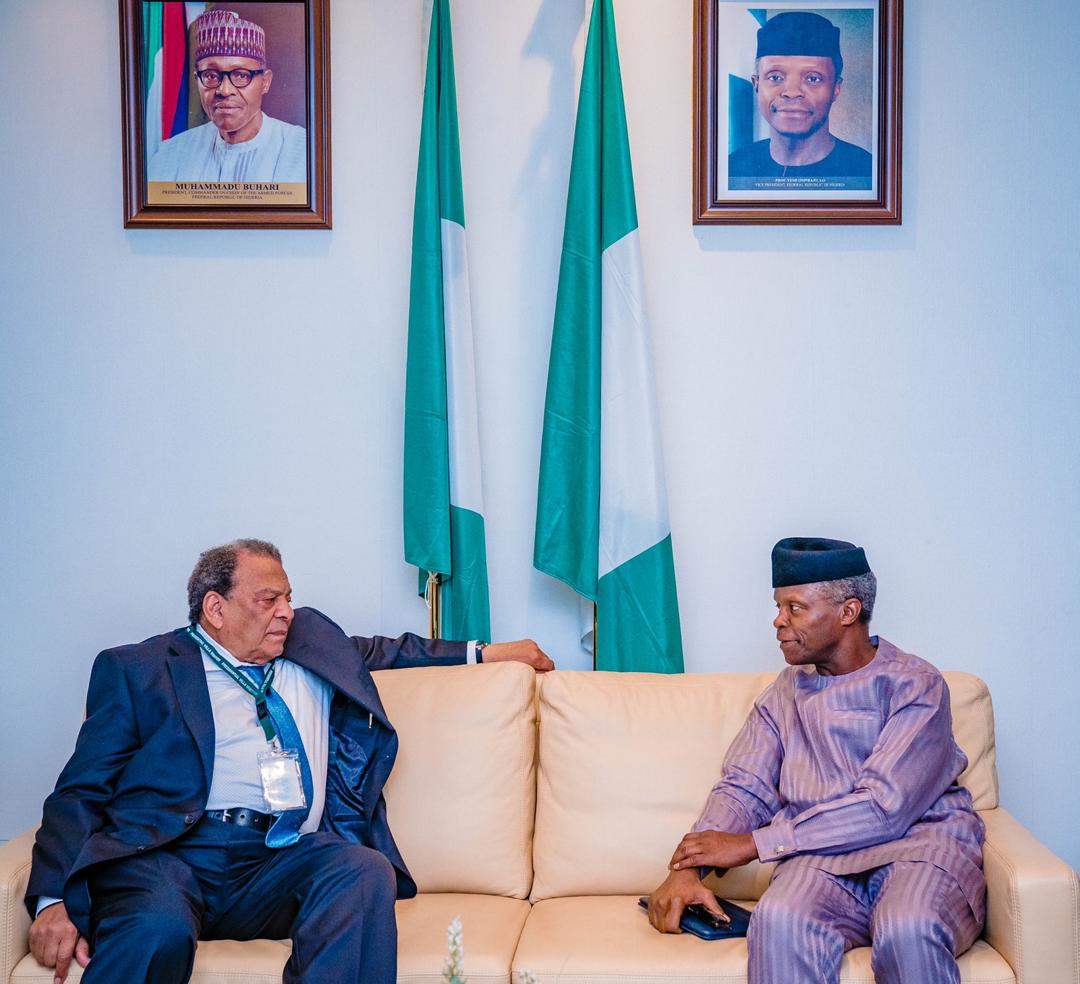 Goganorg's tweet photo. @ProfOsinbajo had the pleasure of receiving Mr. Andrew Young, the former United States Ambassador to the United Nations, today. https://t.co/salIl8x4bn