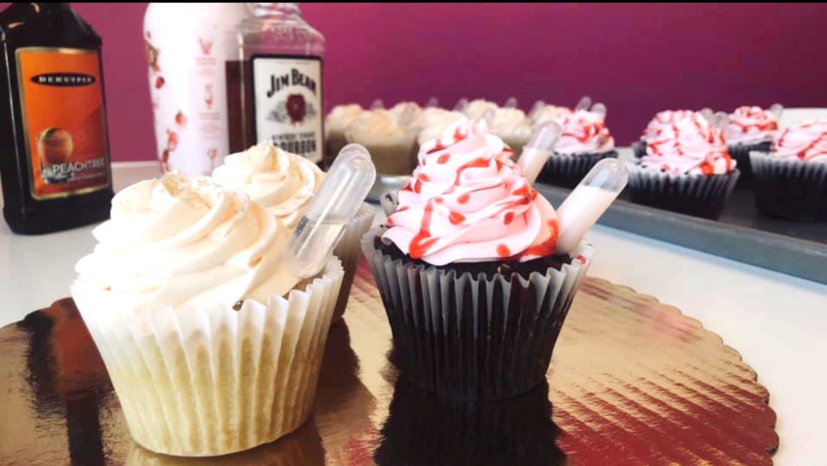 **SPECIAL FRIDAY ANNOUNCEMENT!**
As promised I have a surprise for everyone, introducing Boozy Happy Hour at the Cupcake Queen!
We will now be serving alcohol infused cupcakes on Wednesdays and Fridays from 4-6pm
Today’s treats are bourbon peach and chocolate strawberry bailey’s