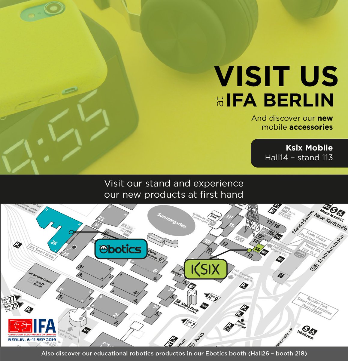 KSixMobile's tweet photo. Visítanos en IFA Berlín que es la feria de tecnología más importante de Europa. #IFA19 #IFA19Berlín #Ksix #Ebotics https://t.co/uV3bnPaqnF