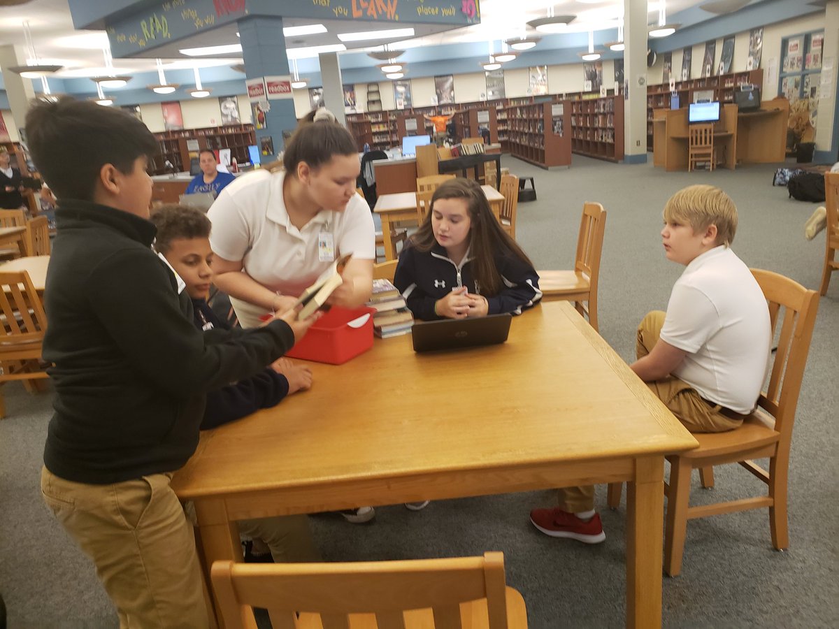 Using a digital Breakout game to learn how to navigate the library! Stay tuned to see today's fastest groups from Ms. Seale's classes! <a href="/CauseyLibrarian/">Ms. Brooks</a> <a href="/Causeytigers/">Causey Middle School</a> @empowermcpss