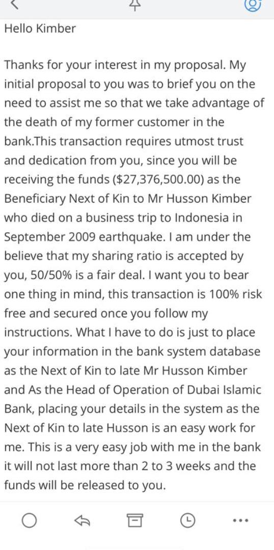 So I got a DM from a bloke at a Dubai bank, here is the thread