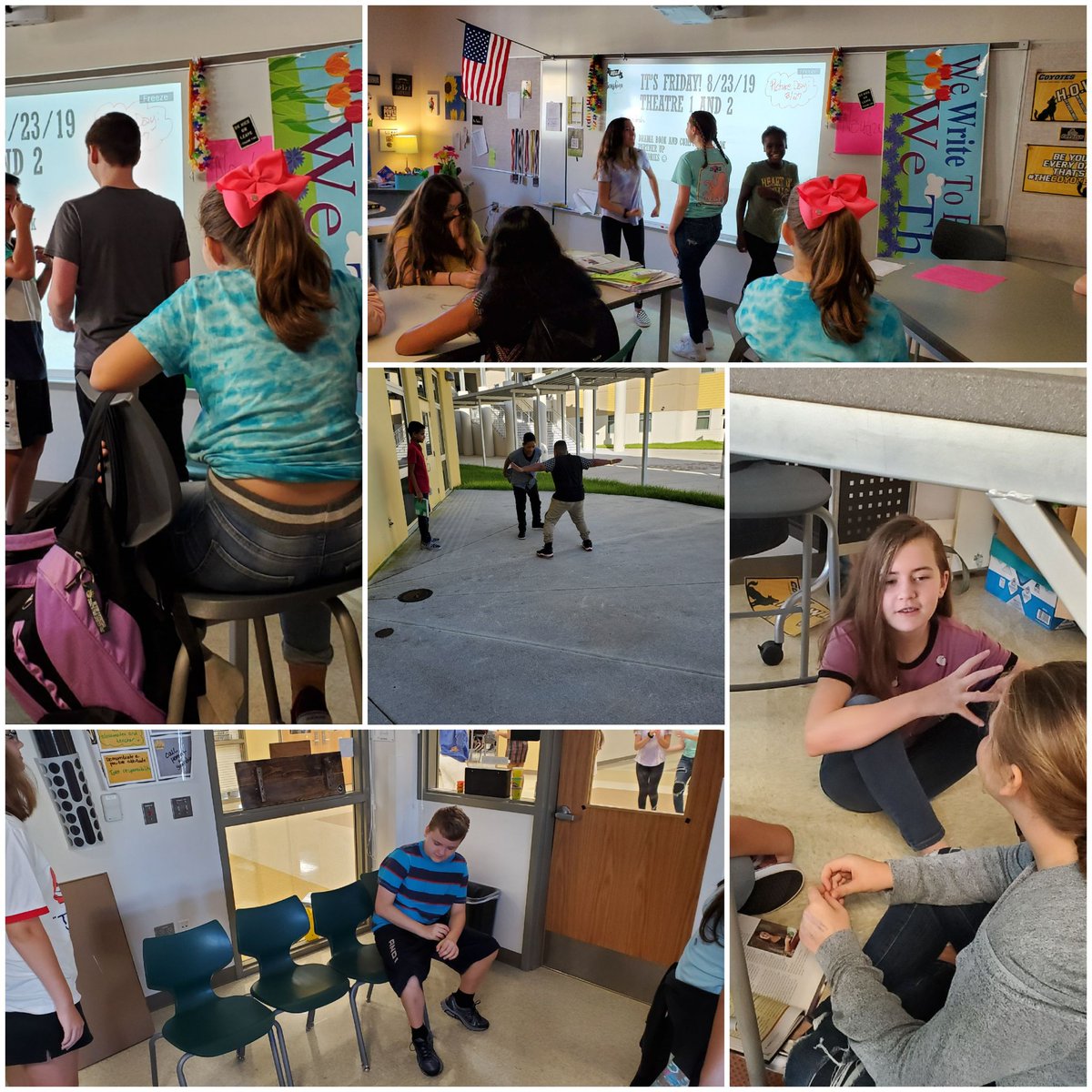 Brainstorming, practicing and performing a memory in MS Theatre 1 on this Friday morning😎 <a href="/TheCoyoteWay/">CypressCreek</a>