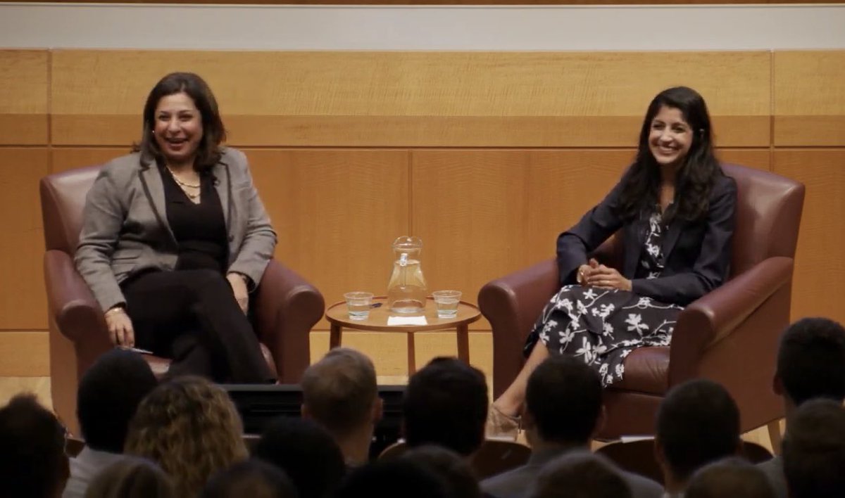 NYUStern's tweet photo. Prof @DollyChugh sits down for the closing fireside chat with @Vimeo CEO @AnjSud at #SternLAUNCH #SternMBAOrientation https://t.co/twQoqoTArv
