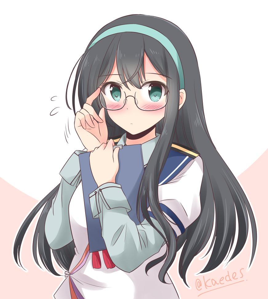 艦これ「「新調した眼鏡(以前と同型)に気づいて欲しい大淀さん」
#艦これ版深夜の真剣お絵」|静奈かえで@C101新刊委託中＆FANBOX始めました！のイラスト