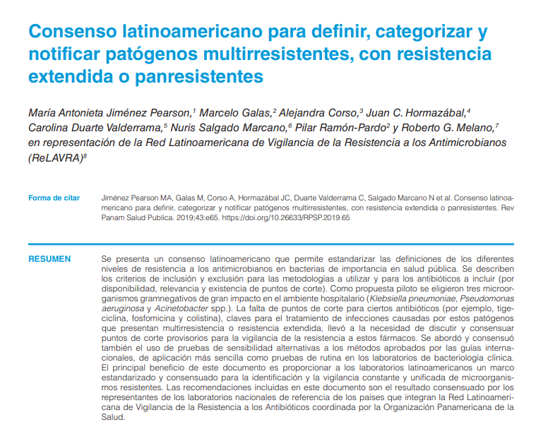 rpsp_pajph's tweet image. Artículos recientes: Consenso #latinoamericano para definir, categorizar y notificar #patógenos #multirresistentes, con resistencia extendida o #panresistentes doi.org/10.26633/RPSP.… @opsoms