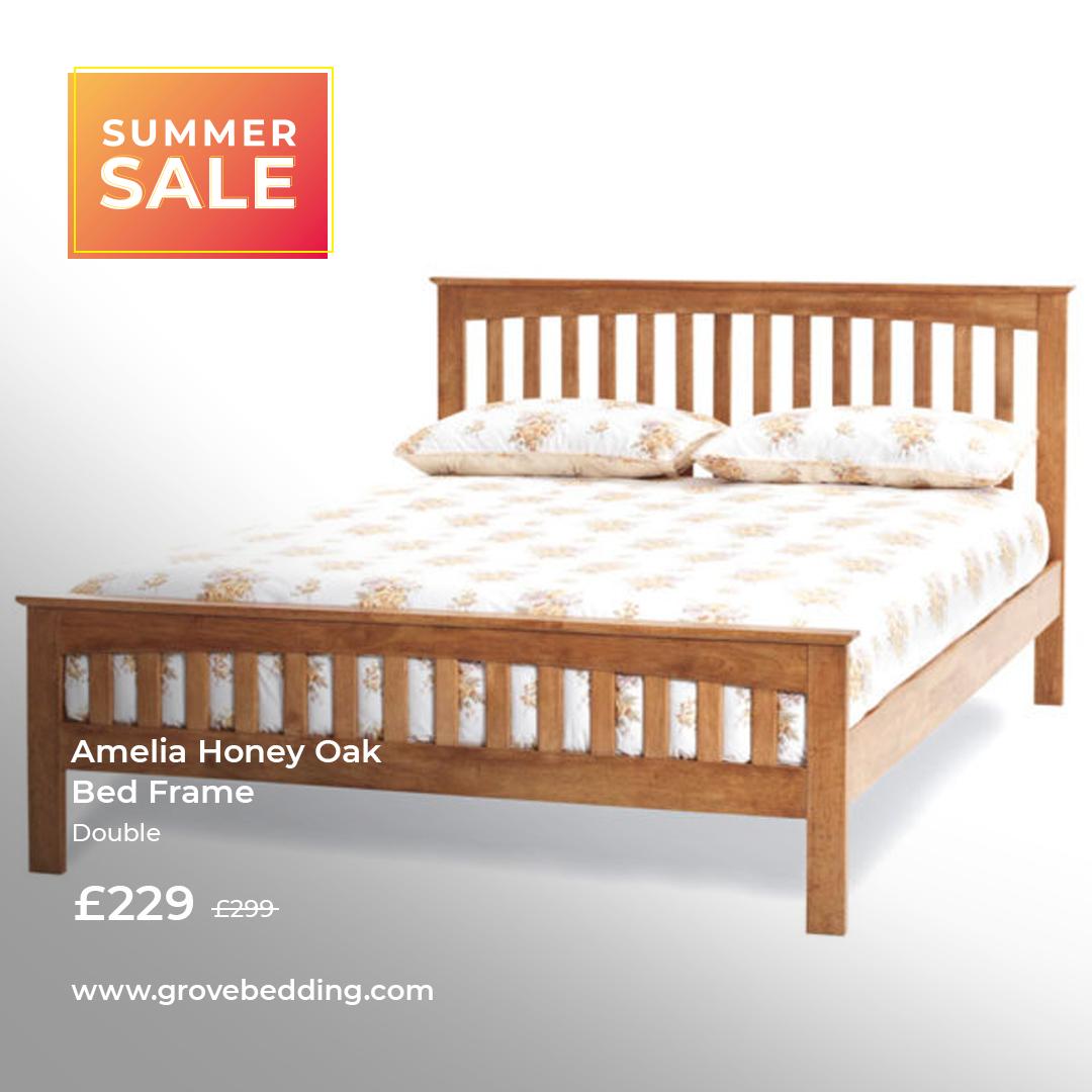GroveBedding's tweet photo. Visit your local Grove Bedding showroom this Bank Holiday Monday for up to 30% off everything in-store and online! 🙌🎉

Like the Amelia Honey Oak Double Bed Frame NOW JUST £229! 👉 https://t.co/9xTjNcF0JC #noexcuse #sleepbetterfeelbetter https://t.co/muskTlqA7C