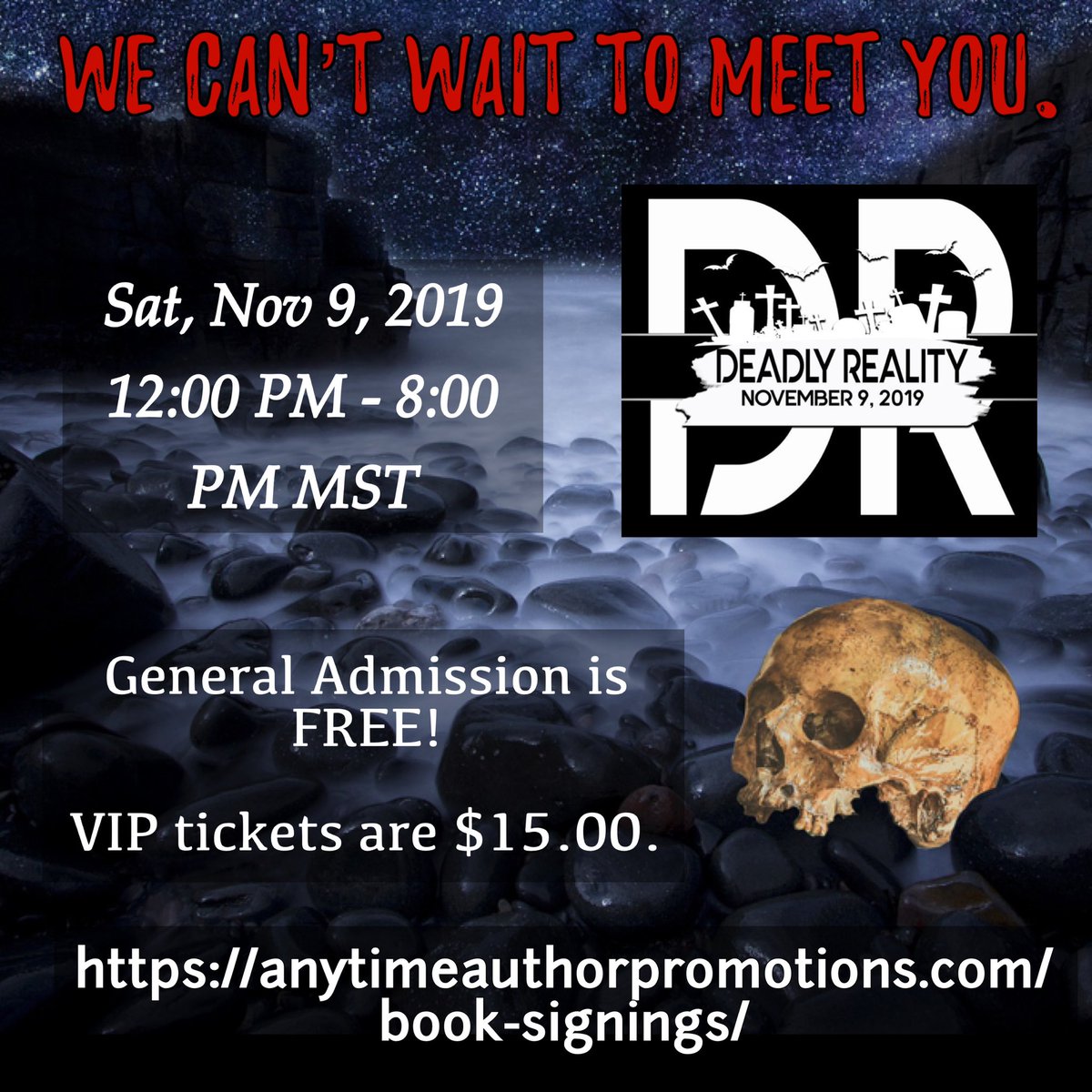 KathyLynnCross's tweet photo. Deadly Reality Book Signing.
Nov 9, 2019 @ the Stanley Hotel in Colorado.
General admission is free, VIP tickets are $15. 
@AAP_ABS @WatchJaneWrite @GKCurryAuthor @tdanielauthor 
@TKeeferAuthor @WriteJoMichaels @tcbrzostowicz @tmayhew @PJMacLayne @MichaelaLCane #attendingauthors https://t.co/SrwJ6rz2Ab