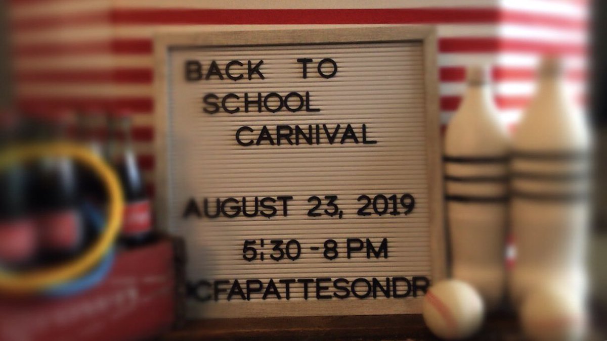 CfapattesonD's tweet photo. 🎉 Celebrate with us tonight!! 🎪
#cfapattesondr #eatmorchikin #backtoschool #carnival https://t.co/26lBXFUqGW