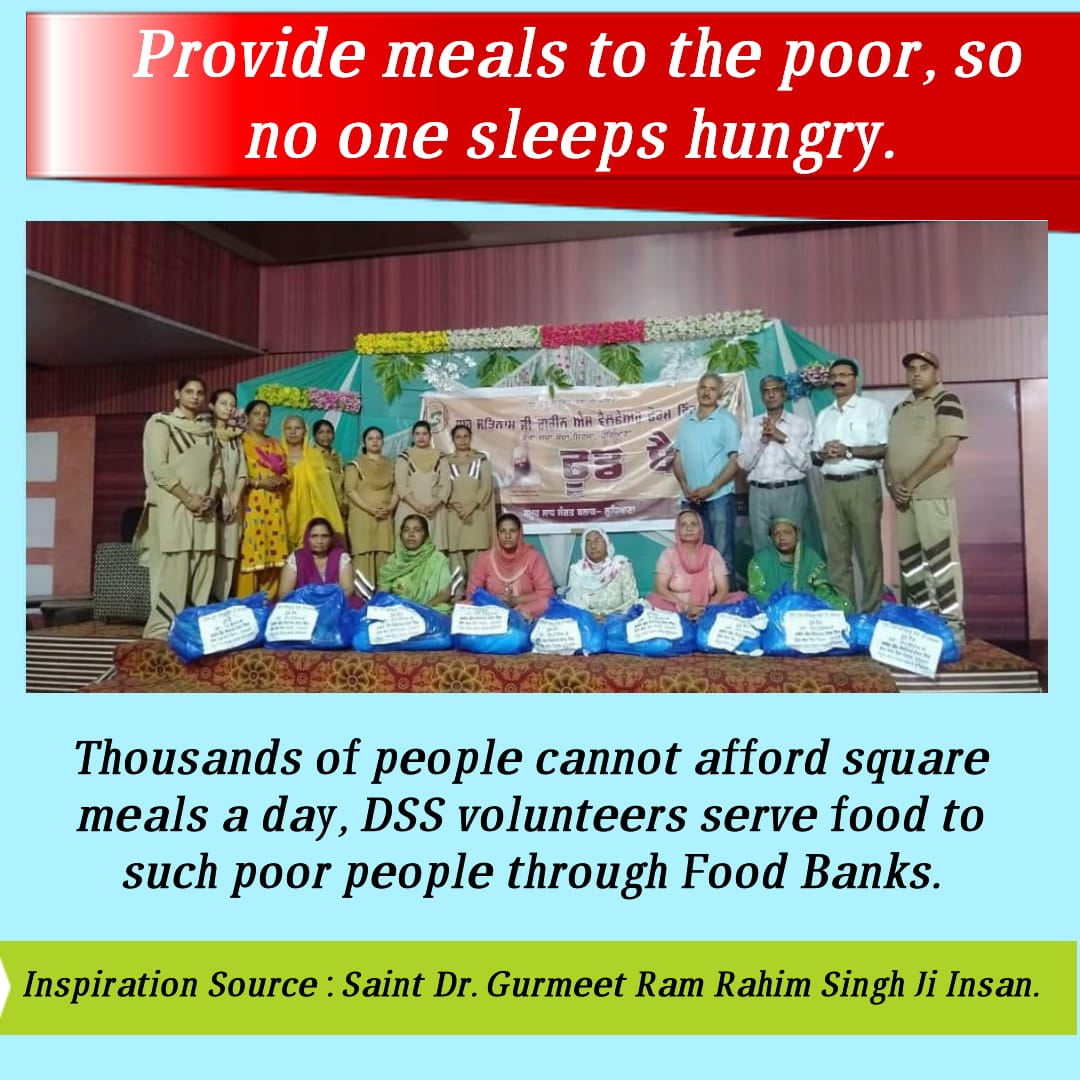 Shruti61936325's tweet photo. Inspired by Saint @Gurmeetramrahim Singh Ji Insan followers of Dera Sacha Sauda have food banks in every block, food is distributed to poor people.
#FeedTheHungry
Dera Sacha Sauda https://t.co/hwFj0yKVi5