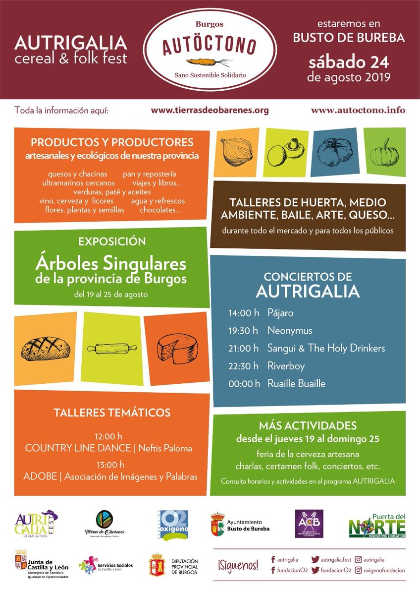 MAÑANA 25 de agosto en Busto de Bureba y acompañando al festival de música folk, <a href="/AutrigaliaFest/">AuTrigalia Fest</a>, llega de manos de <a href="/FundacionO2/">Fundación Oxígeno</a> y <a href="/Autoctono_BU/">Autoctono</a>,  Autrigalia Cereal &amp; Folk Fest.