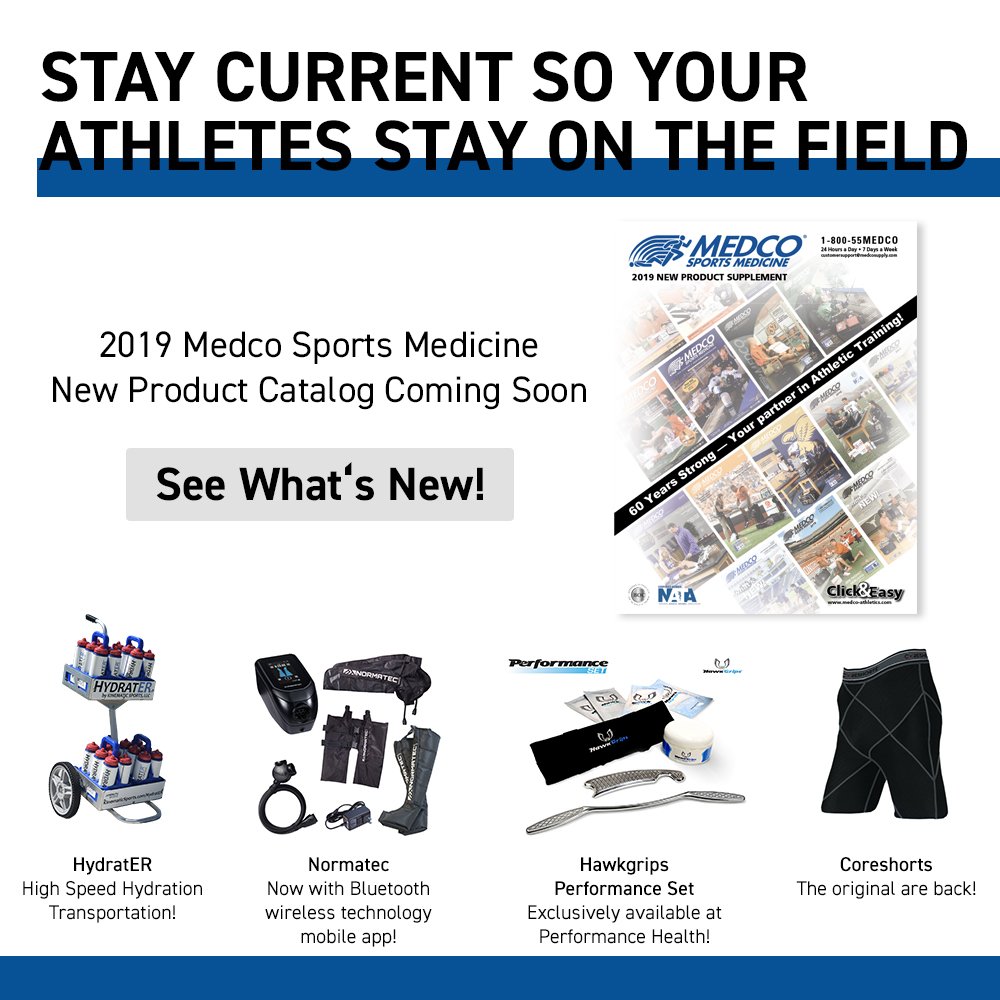 MedcoSupply's tweet photo. Find out what is new and learn about the newest and most innovative #AthleticTraining and #SportsMedicine supplies and equipment. The 2019 Medco Sports Medicine New Product Catalog launches next and you won't want to miss it. 

#MedcoServes
#Medco2019
#MedcoHasYouCovered https://t.co/nDM3IrvHSB