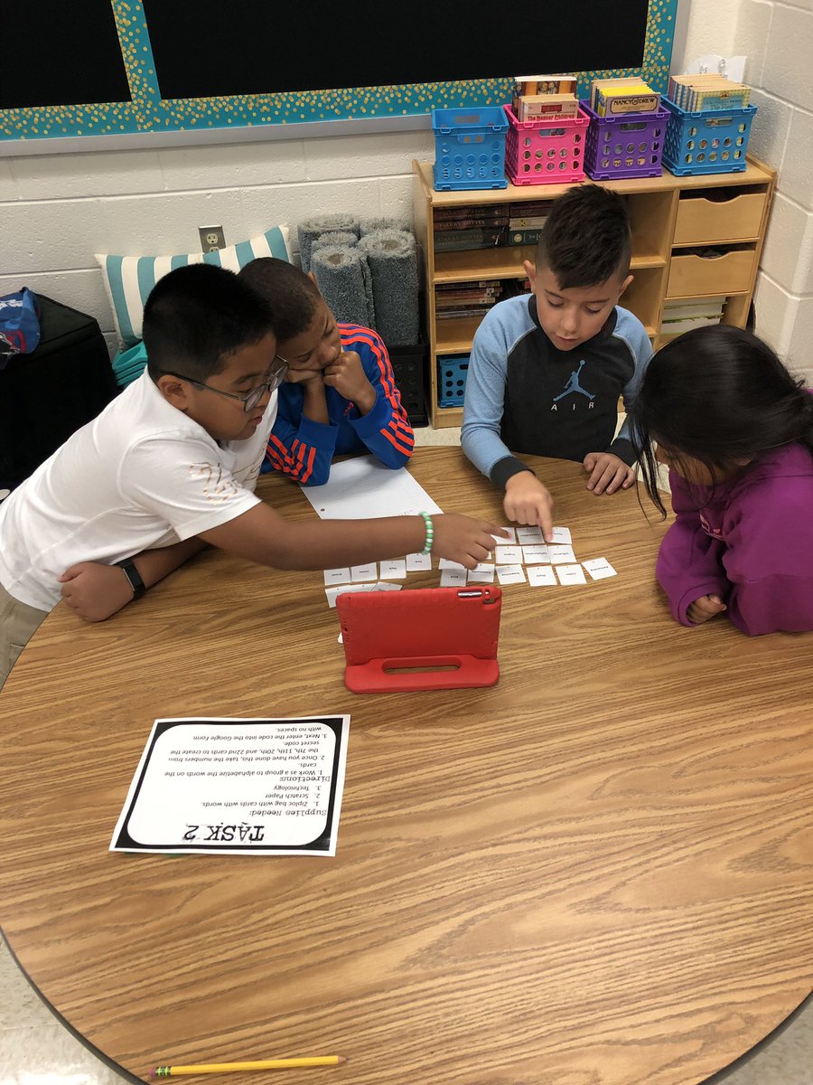 caitlinlandrum's tweet photo. More team building in fourth grade! Escape room style! We are collaborating and working together to solve each puzzle! #SEL20 #collaboration #teamwork #4thgrade https://t.co/iHGdx0JFLF