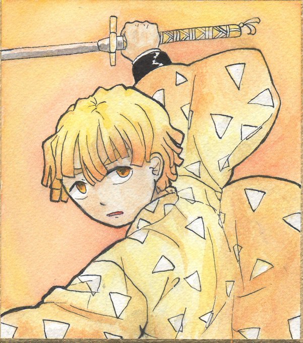 クリストファー・川口さんがTwitterに投稿した我妻善逸(鬼滅の刃)のイラスト。