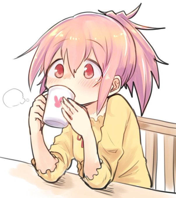 お題箱:パパが入れてくれたホットココアを飲むポニテパジャマまどか 