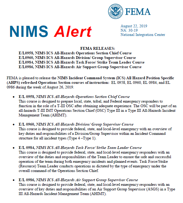 FEMA EMI on Twitter: quot Refreshed NIMS Incident Command System (ICS) All