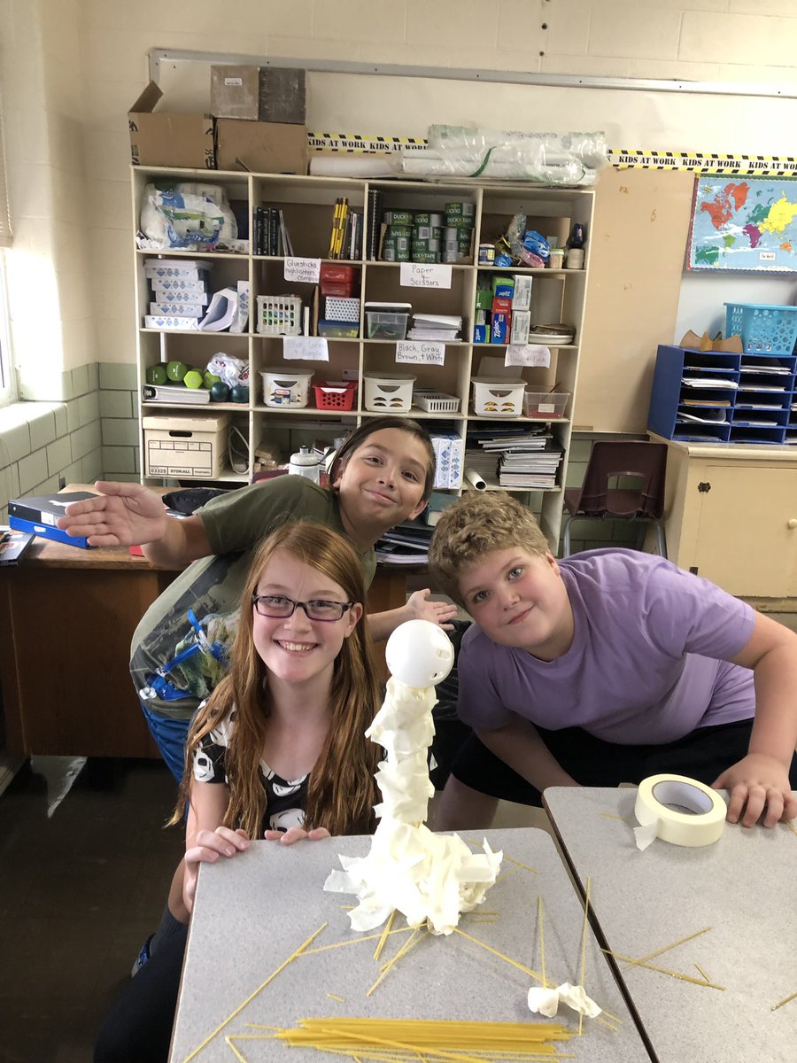 Spaghetti tower challenge day 2 with objective of who can support the whiffle ball the highest!  #innovationdesign #BetterTogether @OHLSD @BridgetownMS