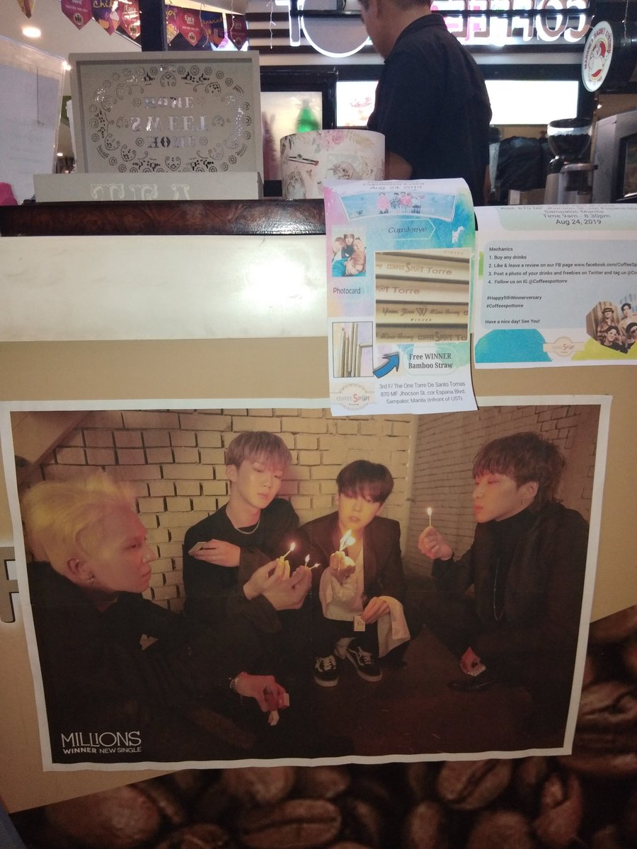 CoffeeSpotTorre's tweet photo. Check out our displays for tomorrow! Have fun and see you Innercircles! Nakakamatay ang malaking photos .Huwag titigan masyado.😍
#Winner #Hoony #Mino #Jinu #Yoon #Innercircleph #Winnerph #Winnerversary #Cupsleeveeventph 
 #CALL_ANYTIME #김진우 #또또또 https://t.co/h0zCERHcEb