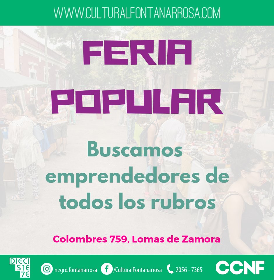 CCFontanarrosa's tweet photo. #FeriaPopular #ConvocatoriaEmprendedores 🤗

Convocamos a emprendedores de todos los rubros que quieran venir a participar de la Feria Popular que realizaremos los días 14, 21 y 28 de septiembre, de 14 a 19 hs. 

Aquí nuestros contactos 👇👇 https://t.co/FVT04GJpaI