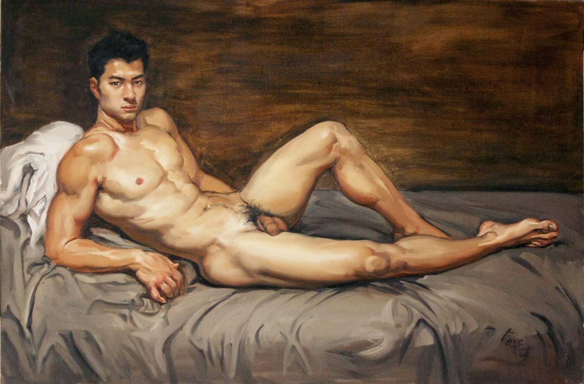 Reclining Nude Art by Chinese artist Lin Jinfu (林 金 福) .