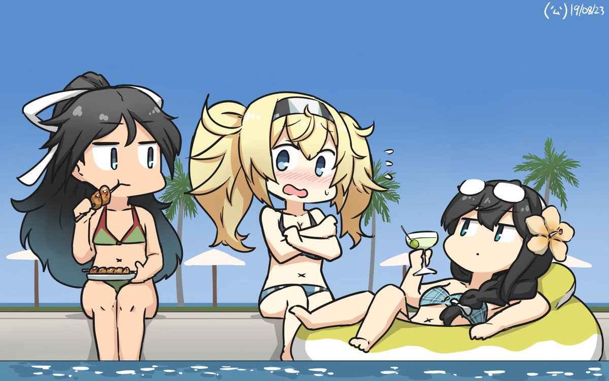 ガンビア・ベイ(艦隊これくしょん) ,葛城(艦これ) 「#艦これ版深夜の真剣お絵描き60分一本勝負
#艦これ版真剣お絵描き60分一本勝負」|(公)＠お仕事skeb募集中のイラスト