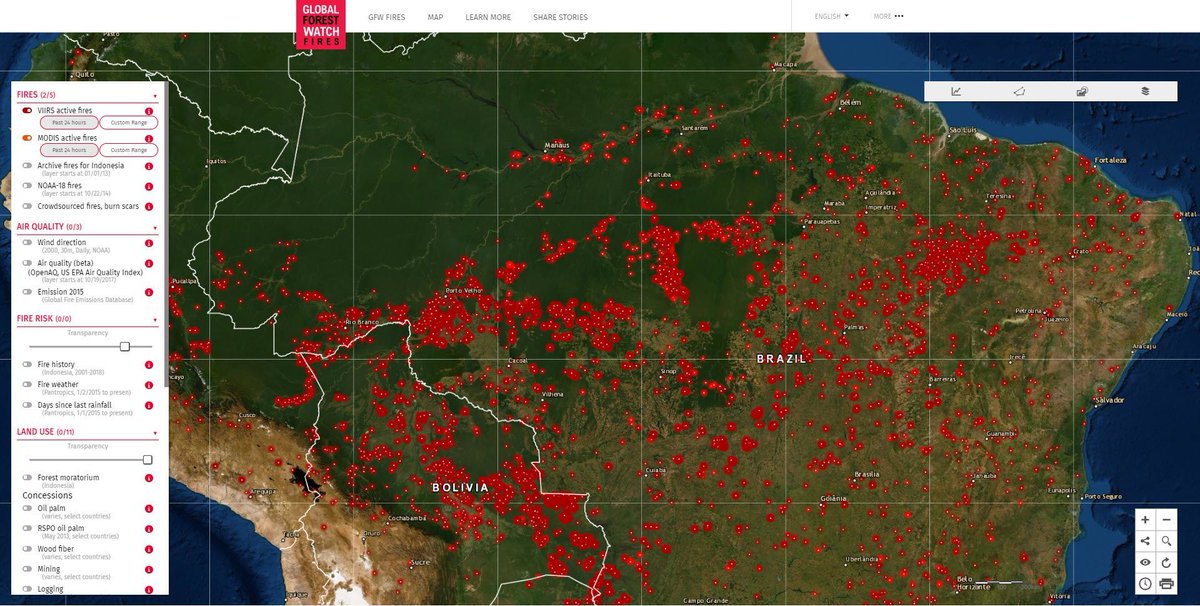 blueraster's tweet photo. Want to stay informed about the wildfires in Brazil and Alaska? Visit @globalforests's #GFWFires to see near-real time data &amp; locations of fires. Users can also explore land use, land cover &amp; conservation areas. https://t.co/L2Q2BorphS #AmazonFires #ArcGIS @Esri #ActForTheAmazon https://t.co/xGzaotTEJC
