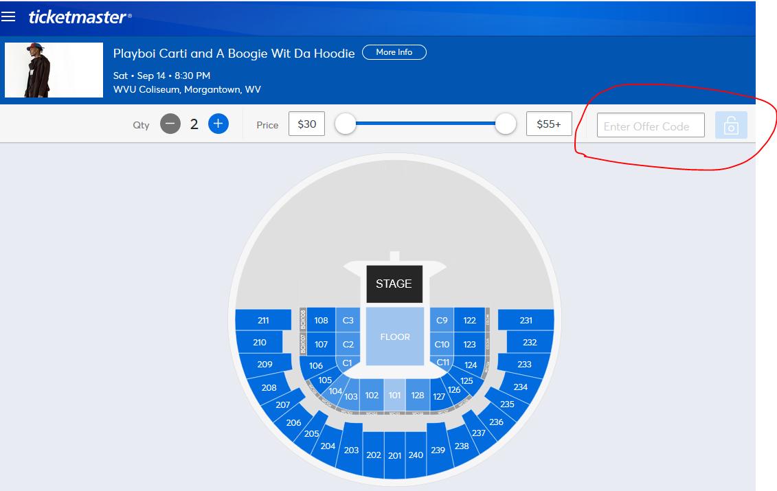 . <a href="/WestVirginiaU/">WVU Mountaineers · Let’s Go!</a> <a href="/wvustudents/">WVU Students</a> To get your <a href="/playboicarti/">.</a> <a href="/ArtistHBTL/">ABOOGIEWITDAHOODIE</a> discount online, enter your offer code BEFORE you select your tickets.