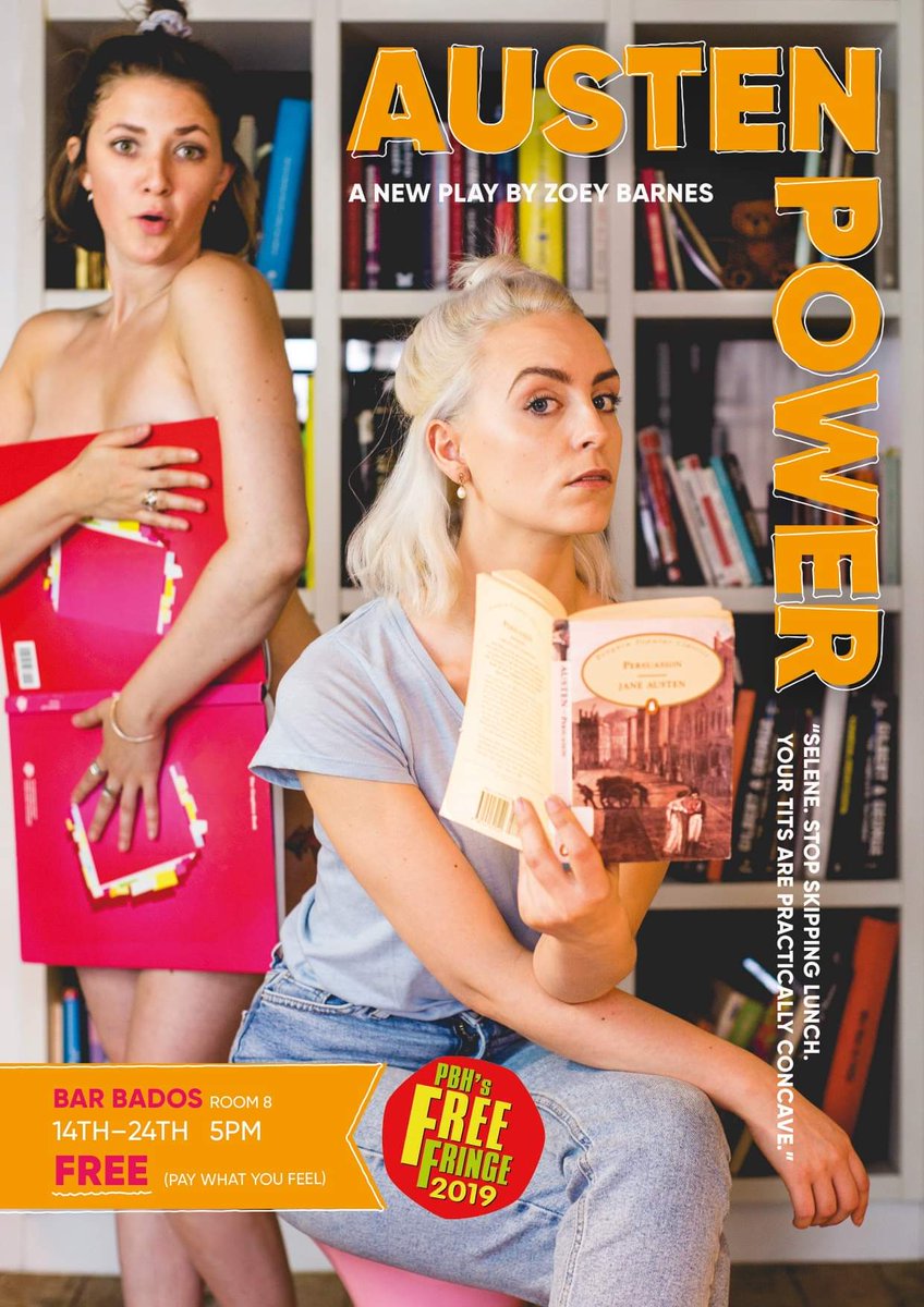 shayster57's tweet photo. Last couple of opportunities to enjoy #AustenPower with @ClementineBoggH &amp; @ZoeyBarnacle
Today &amp; tomorrow 5pm Bar Bados @edfringe 
#pbhfreefringe https://t.co/pK8nutOoZN