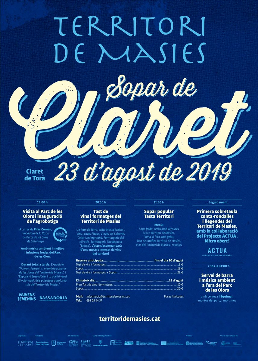 SomSegarra's tweet photo. Viu l'#estiusegarra! Festa Major a #Hostafrancs, #lAstor, #LesPallargues i #Passanant, Sopar @territorimasies a #Claret i Observació de voliacs a #Torà
@aralleida @AgendaCultura @loCarranquer @lasegarra @CERCLEsegre @viladetora
ℹ️ https://t.co/83ptb5MMwU https://t.co/WbySRObzfq