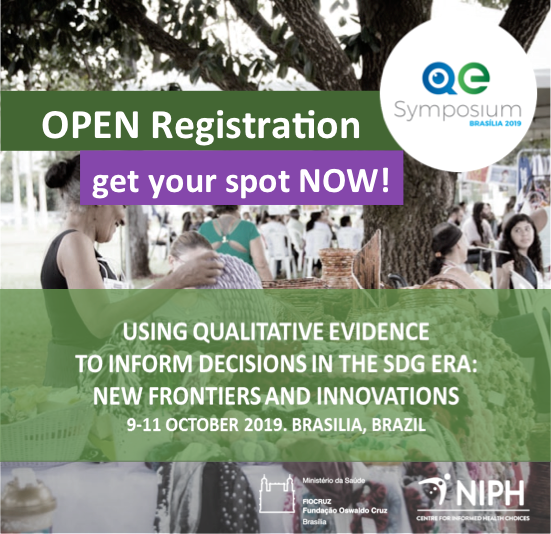 QeSymposium's tweet photo. Interested in advancing #conversations &amp; #collaboration on using #qualitativEvidence to humanise #decisionmaking in the #SDG era? Registration now open for @QeSymposium! Limited spots available, register today: https://t.co/7eBoD3Kh81

8-11 October 2019 | Brasilia https://t.co/lnrwW8JFFe