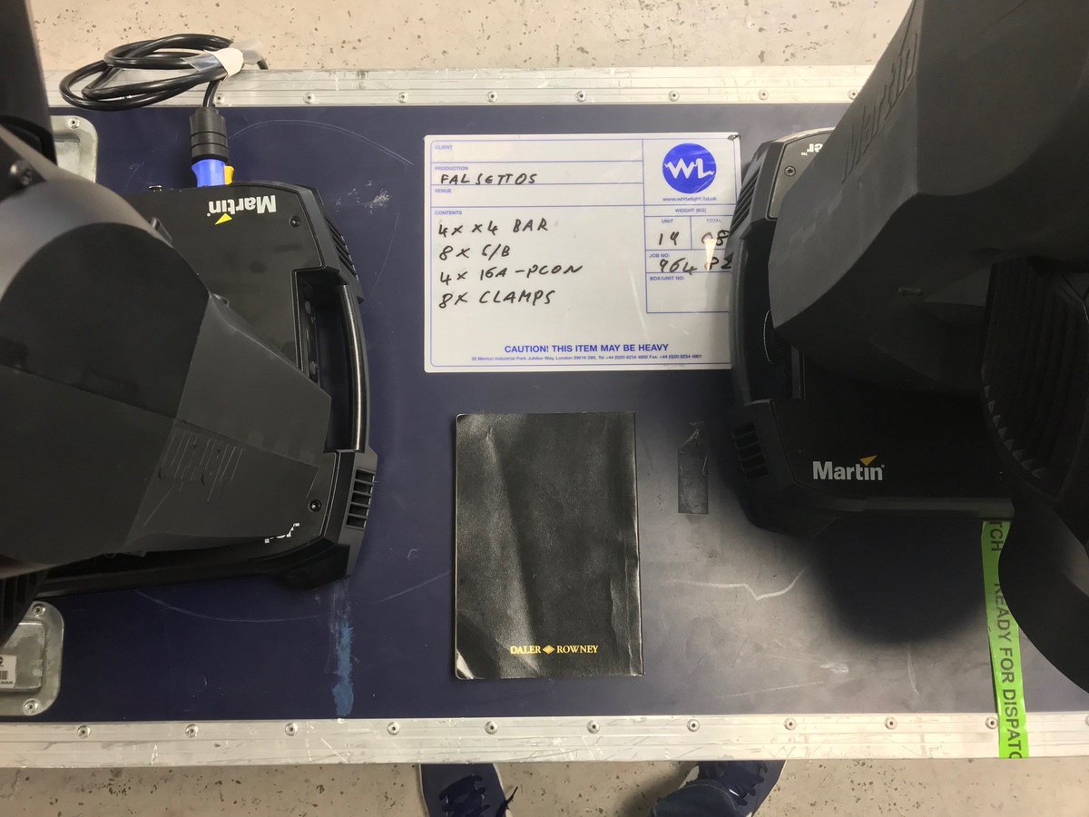 WhiteLightLtd's tweet image. To round off yet another busy week, we've had the @UKfalsettos team pre-rigging in our warehouse today prior to their opening @TheOtherPalace next week!
#FANsettos #prerig #lightingdesign #theatrelighting