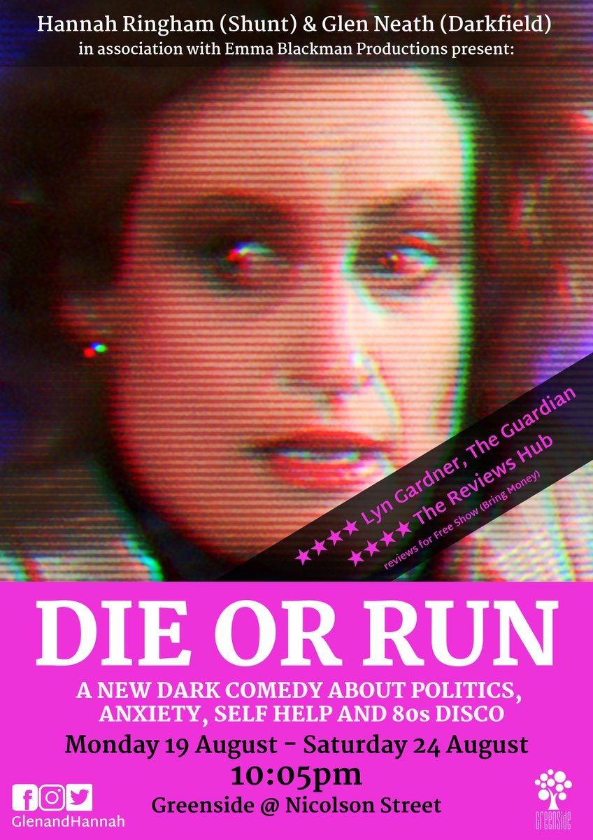 bobbyandamyplay's tweet photo. Did you know that our wonderful producer @EmsBlackman is co-producing another great show at #edfringe? Only 2 more nights to catch the "witty and tender" #DieorRun. Politics, mental health, anxiety & 80s disco by @GlenandHannah 👉 https://t.co/XskutwC22t https://t.co/GxQdExU89z
