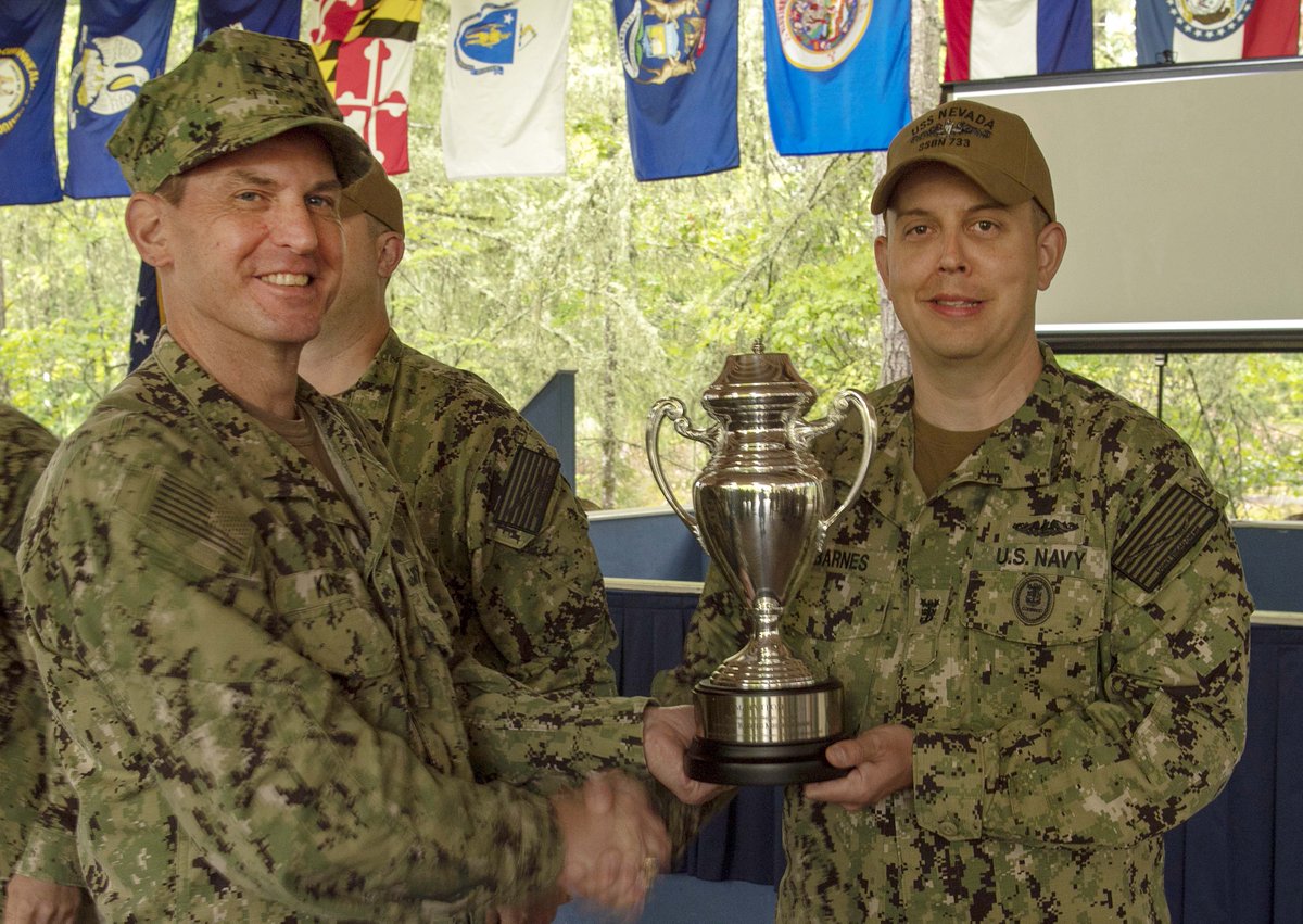 US_STRATCOM's tweet photo. In recognition of outstanding support to @US_Stratcom’s #StrategicDeterrence mission in 2018, #USSNevada received the #OmahaTrophy for best #SSBN at @NavalBaseKitsap.
#BestOfTheBest #SSBN733 #SilverState #CDSPNW #BravoZulu @SUBGRU9 @USNavy @cnrnw
More:
https://t.co/GGxaW5fW1V https://t.co/b2CU69tQfG