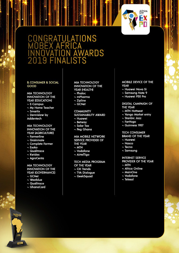 alaingbeasor's tweet photo. Vote for your nominees on :
https://t.co/yIJbScsCbK
https://t.co/6cPzBDMAFo
#Mobex19 #innovationawards #fintech
#inclusiontech #wealthtech @Inlaks @Uber_Ghana @DStv_Ghana @TheAlexBram @TeamCYST @Samsung_Ghana @ELECTROLANDGH @telefonikaGh @AskGCNet @WestBlueLtd https://t.co/MrWBGNVvsB