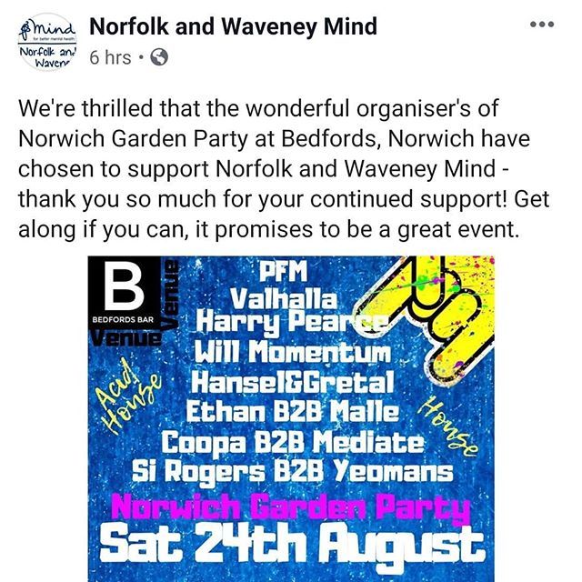 01603co's tweet photo. The forecast is a balmy 25+ degrees, with a wealth of fundraising for the amazing @norfolkandwaveneymind, and 100% chance of fun and frolics! Swing on by @bedfordsnorwich tomorrow, between midday and 10pm! 🖤 See you there! 🤙🏽 #event #norwich #fundrai… https://t.co/PjCC2MVuI8 https://t.co/wCRR1CBPin