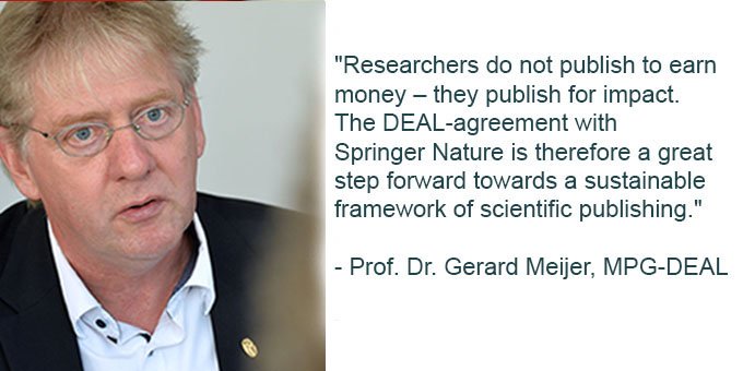 The #OA agreement between @deal_projekt & @SpringerNature, to be signed later this year, is expected to see more than 13,000 articles per year from researchers working at German institutions published under #openaccess |@mpdl @maxplanckpress @HRK_aktuell