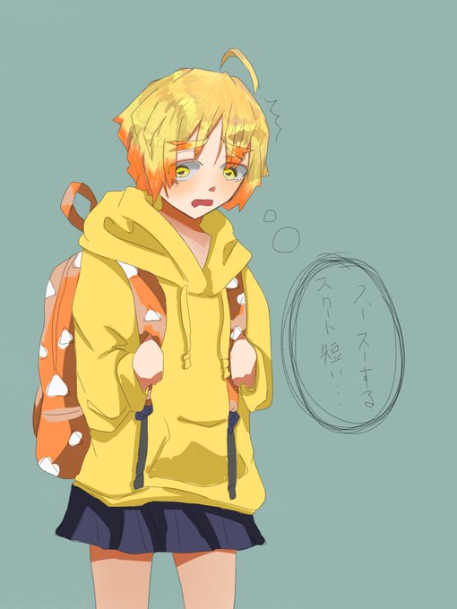 お粉さんがTwitterに投稿した我妻善逸(鬼滅の刃)のイラスト。