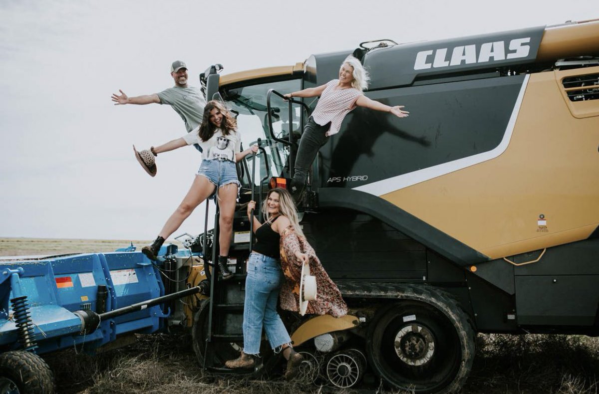 breannjaeger's tweet photo. Dad and his favorites, the Claas, a stripper, his muck boots, LJ, oh and Syd and I 😂 #lifeofluke https://t.co/HKALjsRtvt