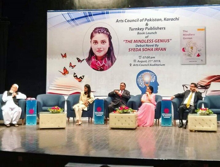 HoardingC's tweet photo. Book launching ceremony of "The Mindless Genius" by Syeda Soha Irfan at Arts Council of Pakistan Karachi.
Former Governor Sindh (R) Moinuddin Haider, Vice Chancellor Karachi University and Javed Jabbar also present. #Booklaunch #Karachi @ACPKHI https://t.co/Y5KsPHKixq
